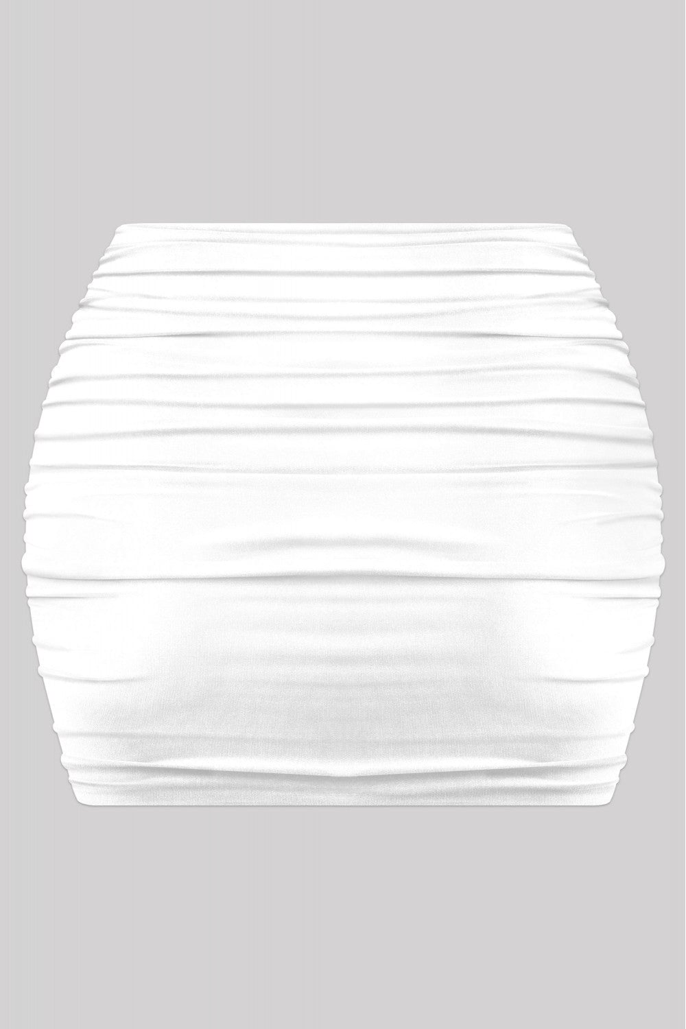 Ruched High Waist Mini Skirt Off White ** - Style Delivers