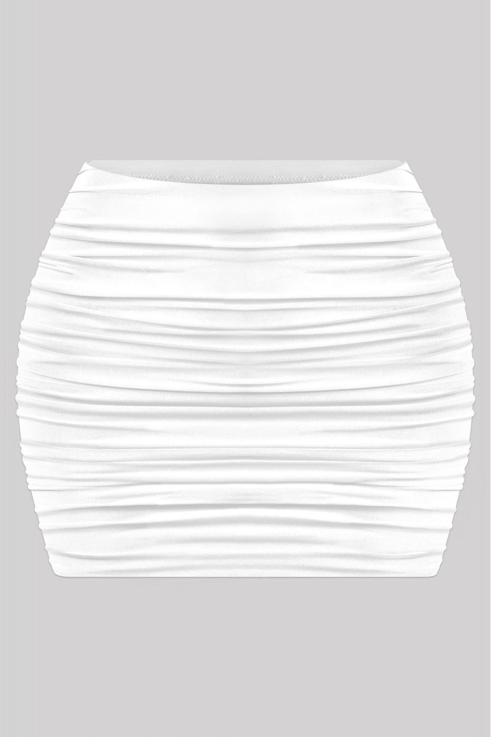 Ruched High Waist Mini Skirt Off White ** - Style Delivers