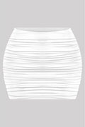 Ruched High Waist Mini Skirt Off White ** - Style Delivers