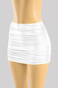 Ruched High Waist Mini Skirt Off White ** - Style Delivers