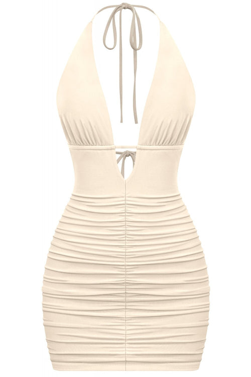 100 Shots Mini Dress Beige - Style Delivers