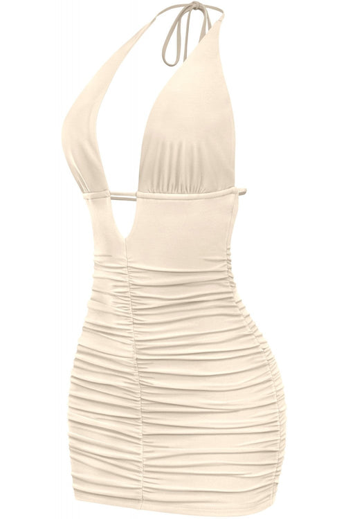 100 Shots Mini Dress Beige - Style Delivers