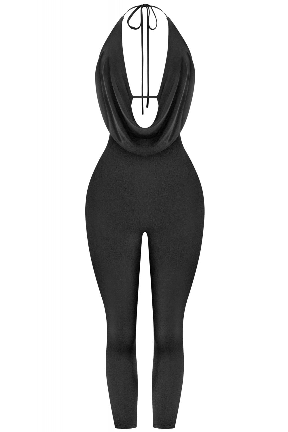 Sade Sleeveless Halter Capri Jumpsuit Black - Style Delivers