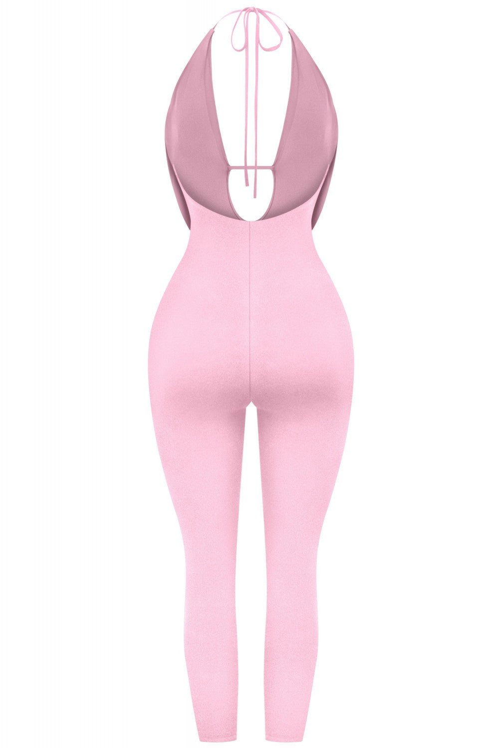 Sade Sleeveless Halter Capri Jumpsuit Light Pink - Style Delivers