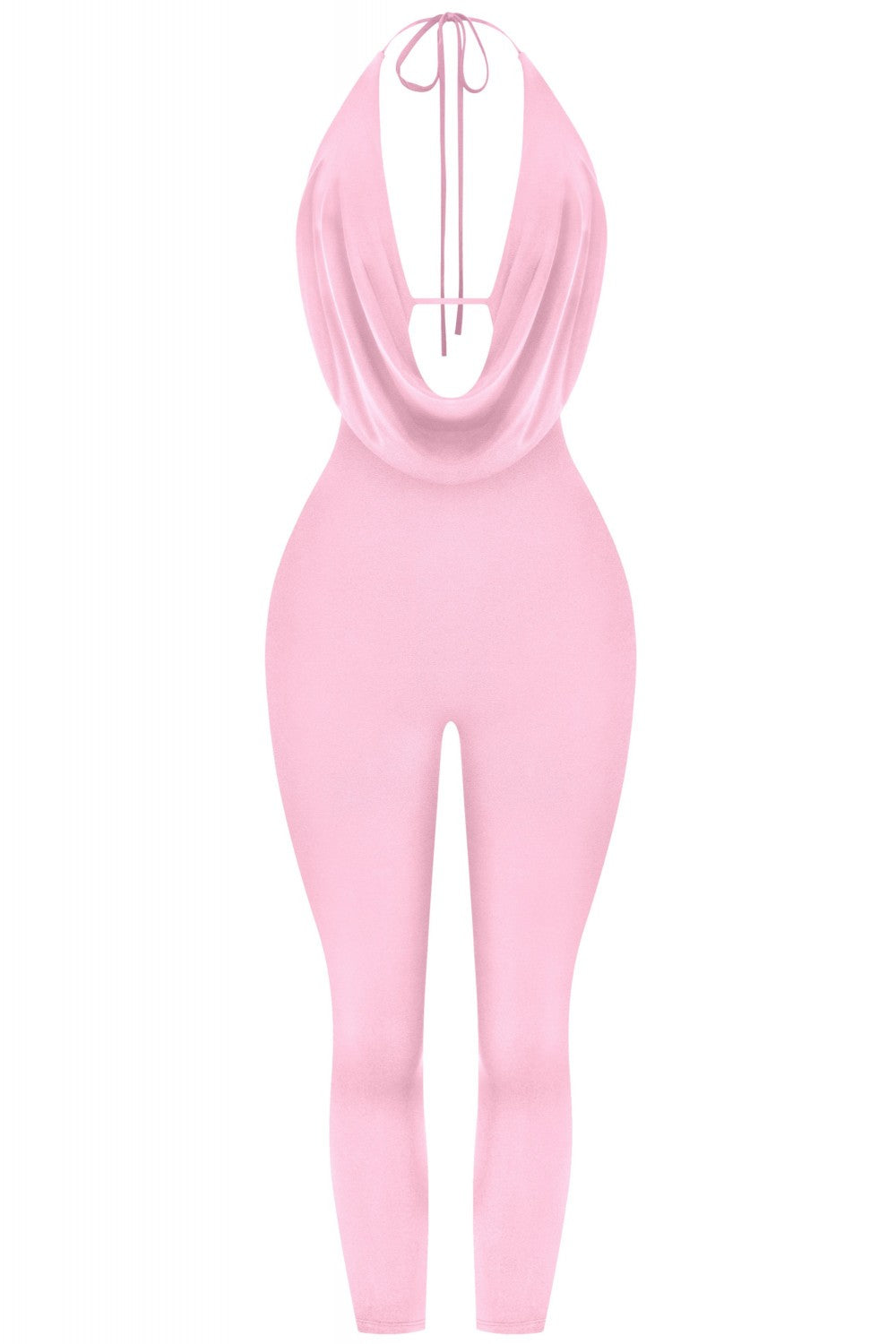 Sade Sleeveless Halter Capri Jumpsuit Light Pink - Style Delivers