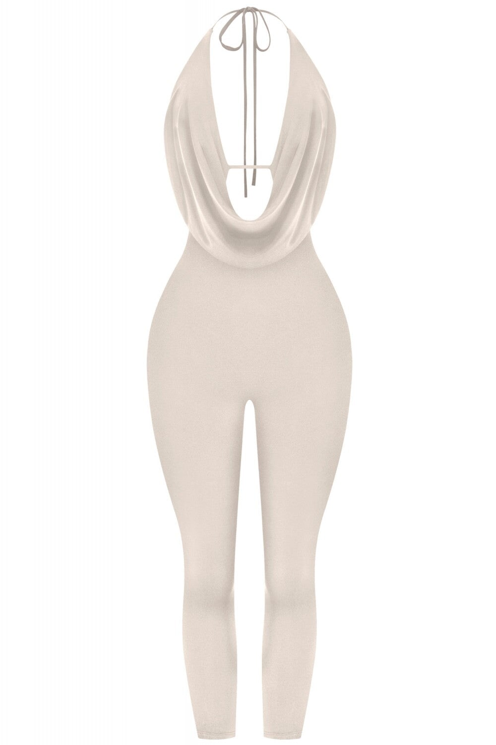 Sade Sleeveless Halter Capri Jumpsuit Stone - Style Delivers