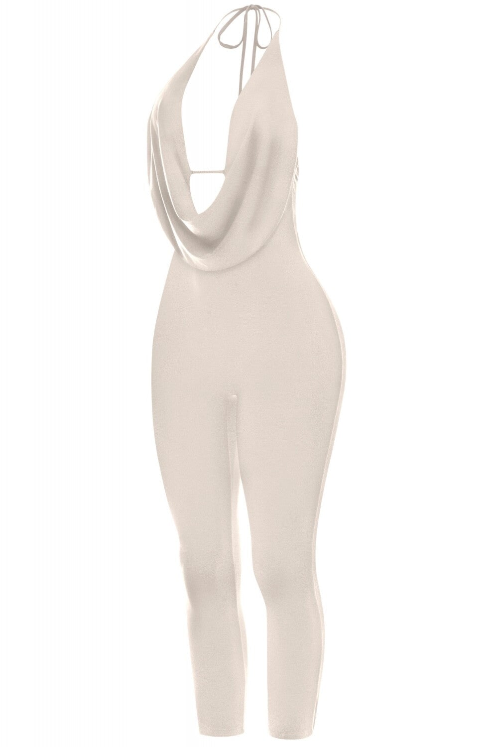 Sade Sleeveless Halter Capri Jumpsuit Stone - Style Delivers