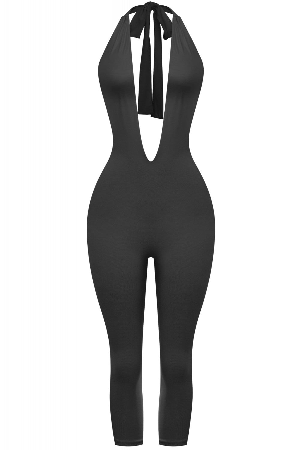 Heavenly Hour Halter Capri Jumpsuit Black - Style Delivers
