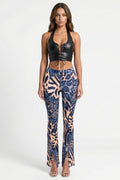 Basic Instinct Low Rise Pants Blue Print - Style Delivers