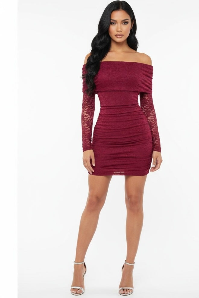 Live Loud Lace Mini Dress Burgundy - Style Delivers