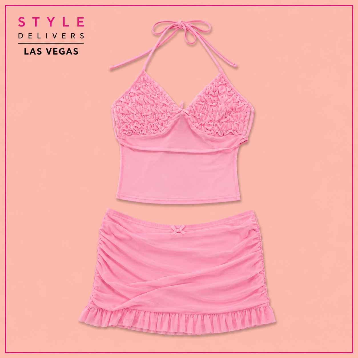 Hush Hush Mesh Two Piece Set Pink