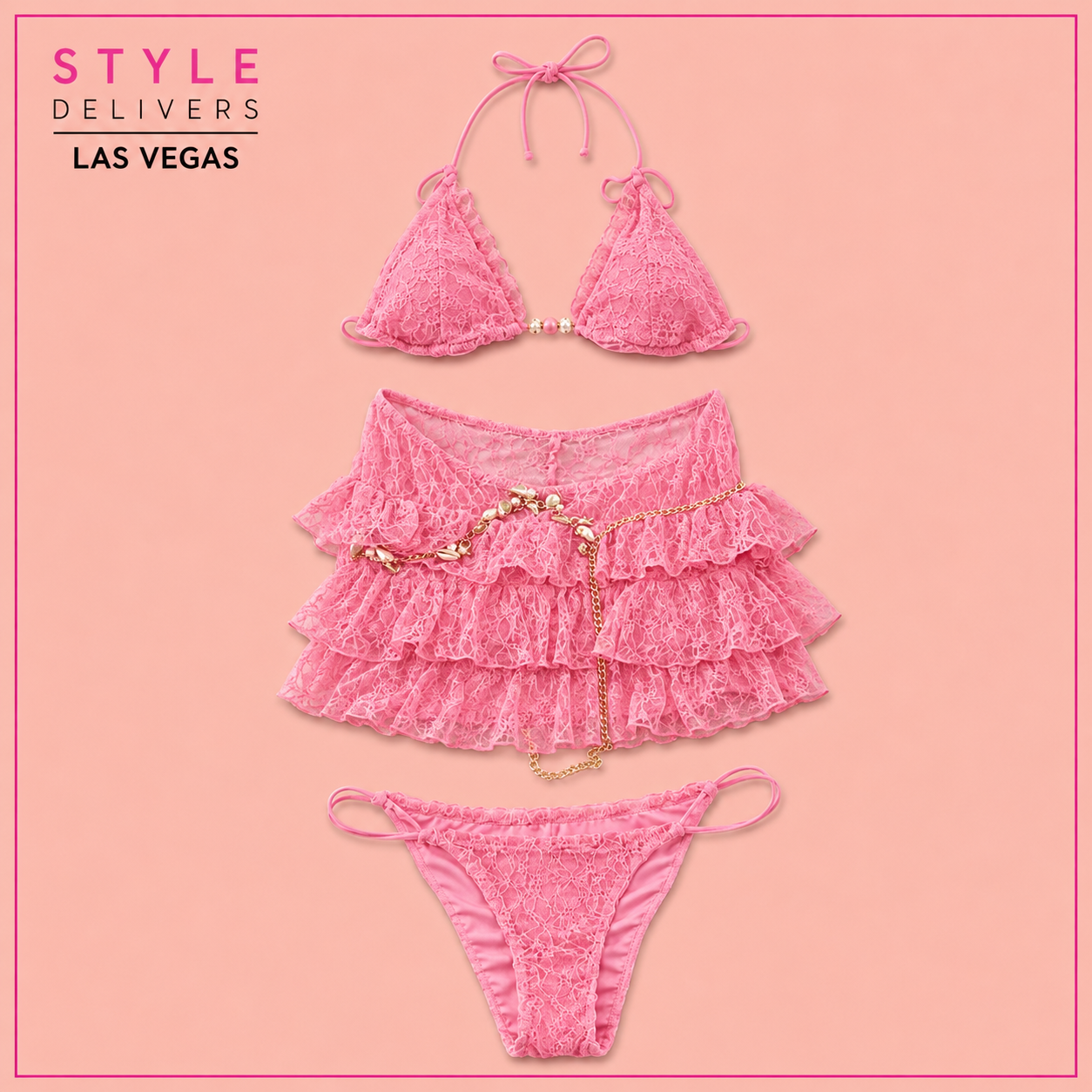 Resort Island Solstice 3 Piece Bikini Pink (No promo)