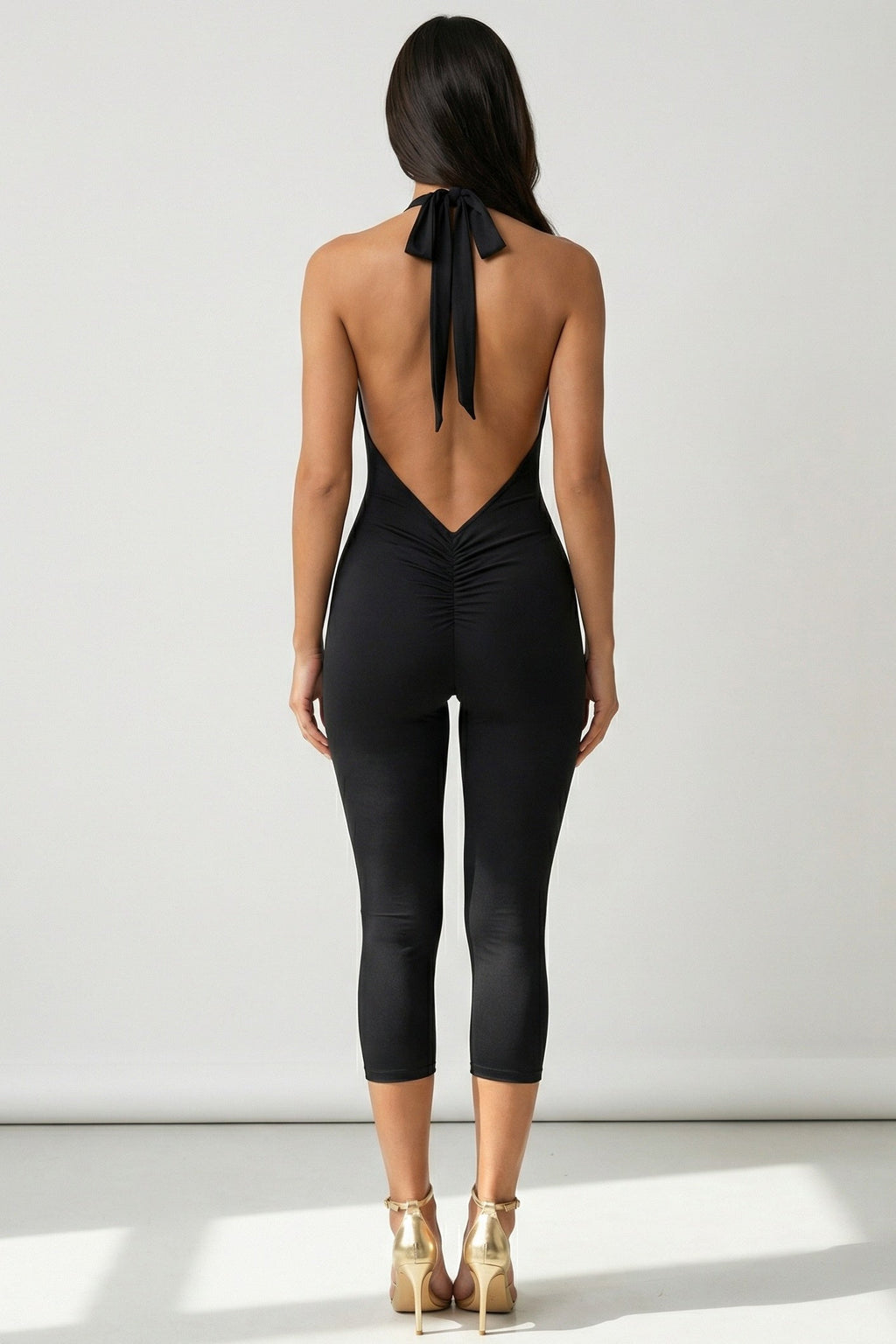 Heavenly Hour Halter Capri Jumpsuit Black - Style Delivers