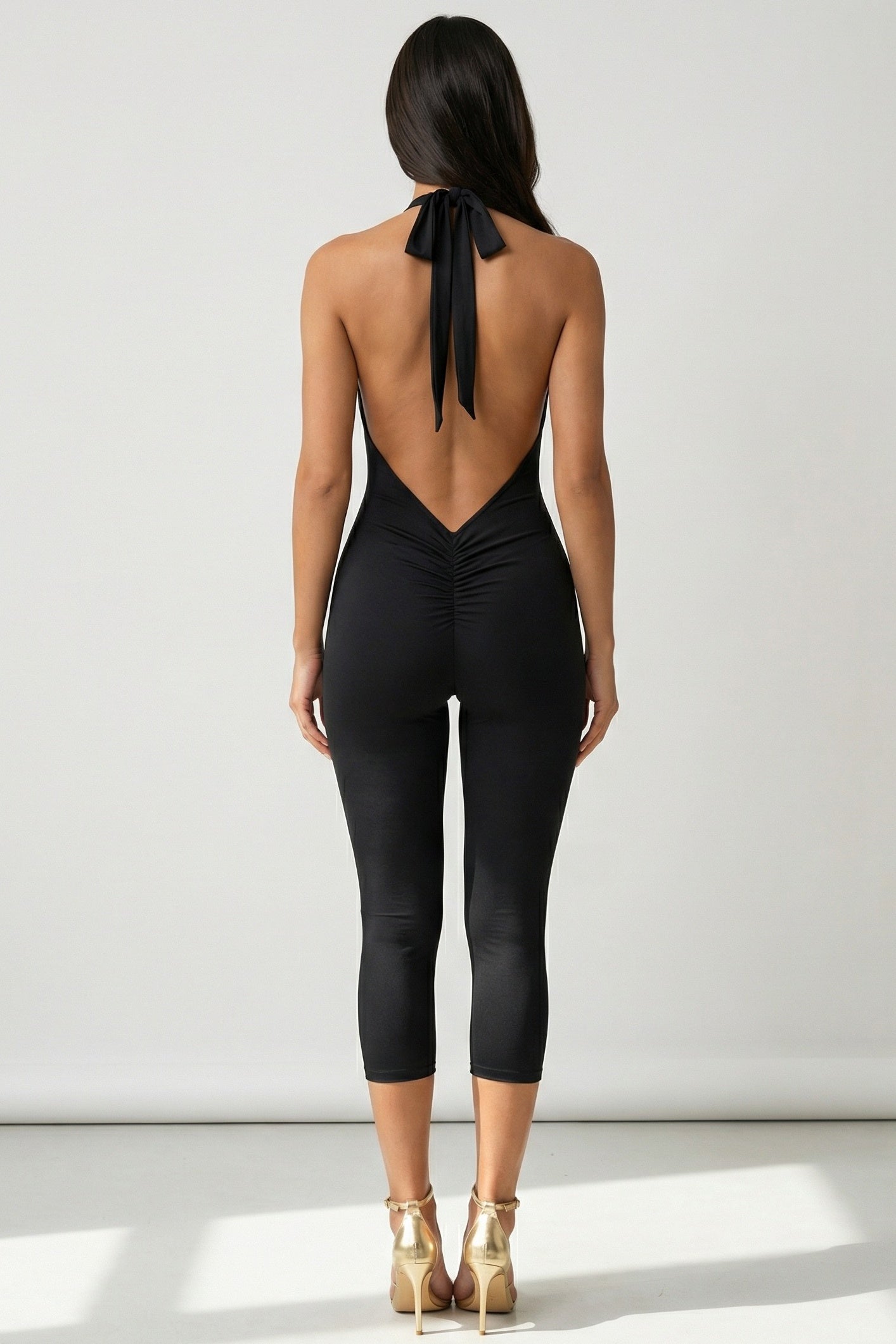 Heavenly Hour Halter Capri Jumpsuit Black - Style Delivers