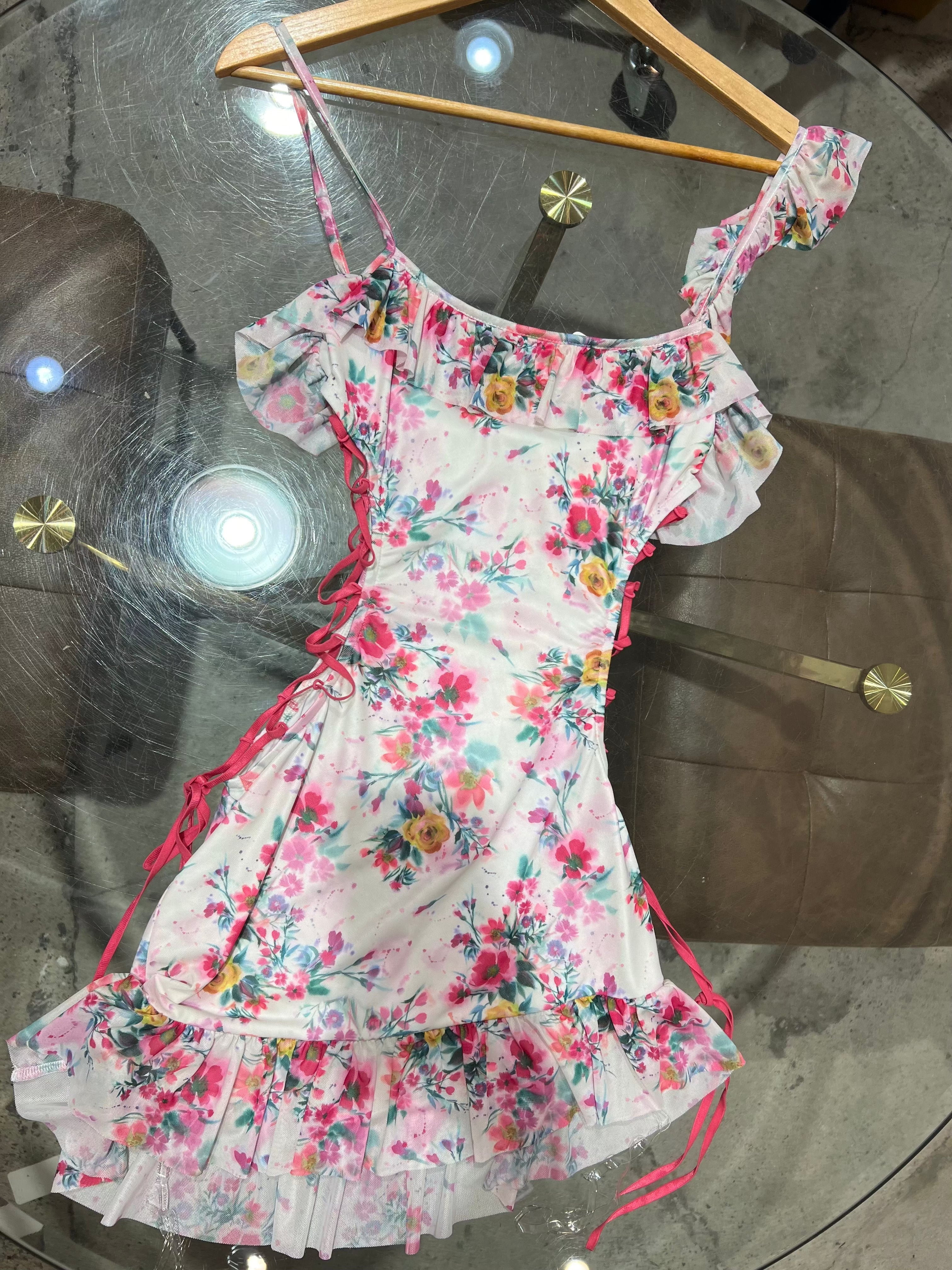 Good Girl Mesh Floral Mini Dress White - Style Delivers