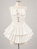 Fairytale Mesh Romper White on an ivory dress form; AI-generated styling visualization. Refer to original product photos for garment details.