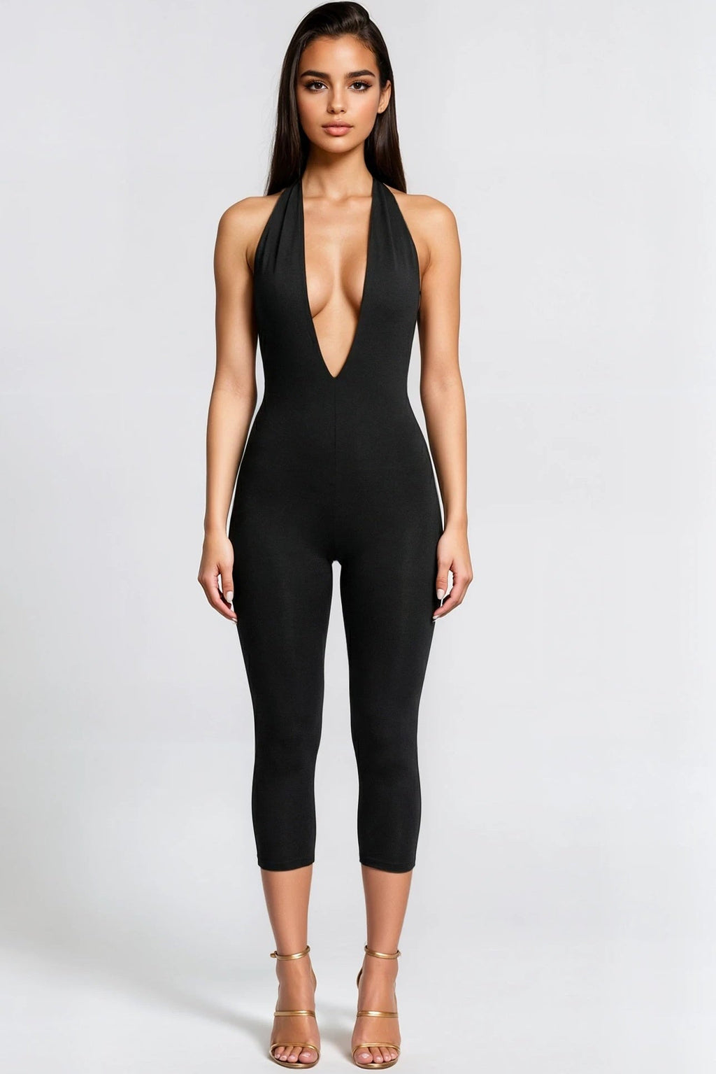 Heavenly Hour Halter Capri Jumpsuit Black - Style Delivers