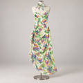 Summer of Love Floral Maxi Dress on an ivory dress form; AI-generated styling visualization. Refer to original product photos for garment details.