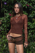 Mirelle Mesh Top Brown - Style Delivers